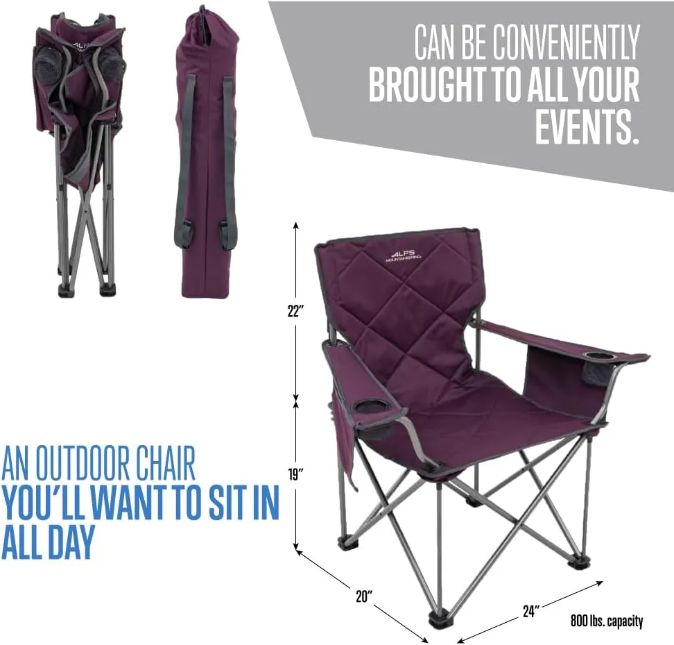 ALPS Mountaineering King Kong Camping Chairs for Adults with Mesh Cup Holders and Pockets, Built Durable and Reliable with Compact Foldable Steel Frame