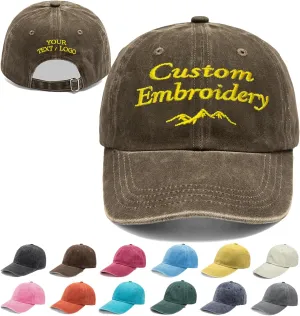 Custom Embroidered Hats, Personalized Embroidery Baseball Caps Add Your Logo Text Gift for Men Women