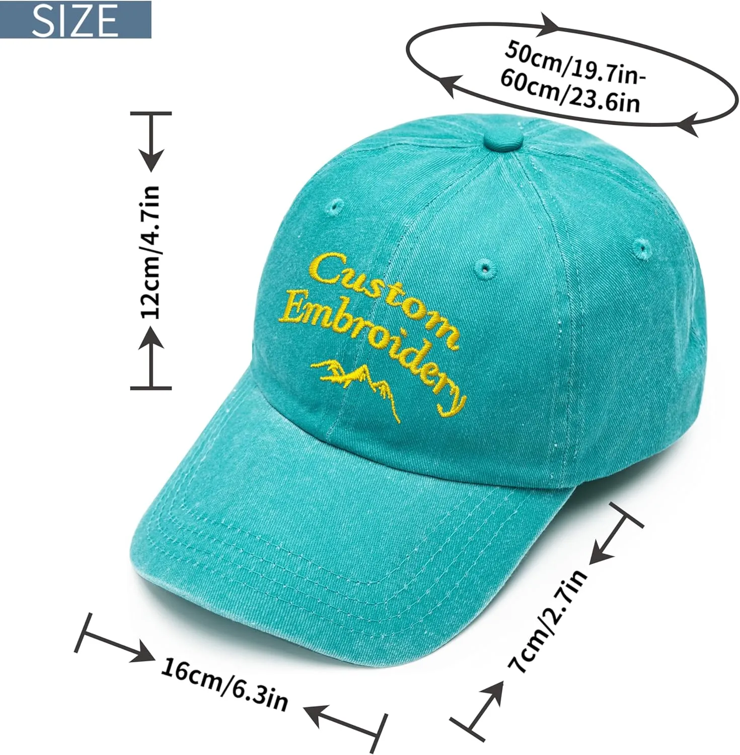 Custom Embroidered Hats, Personalized Embroidery Baseball Caps Add Your Logo Text Gift for Men Women