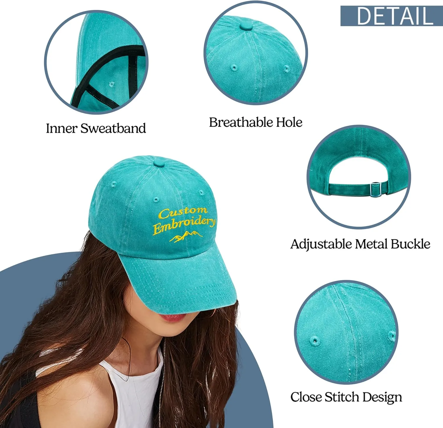 Custom Embroidered Hats, Personalized Embroidery Baseball Caps Add Your Logo Text Gift for Men Women