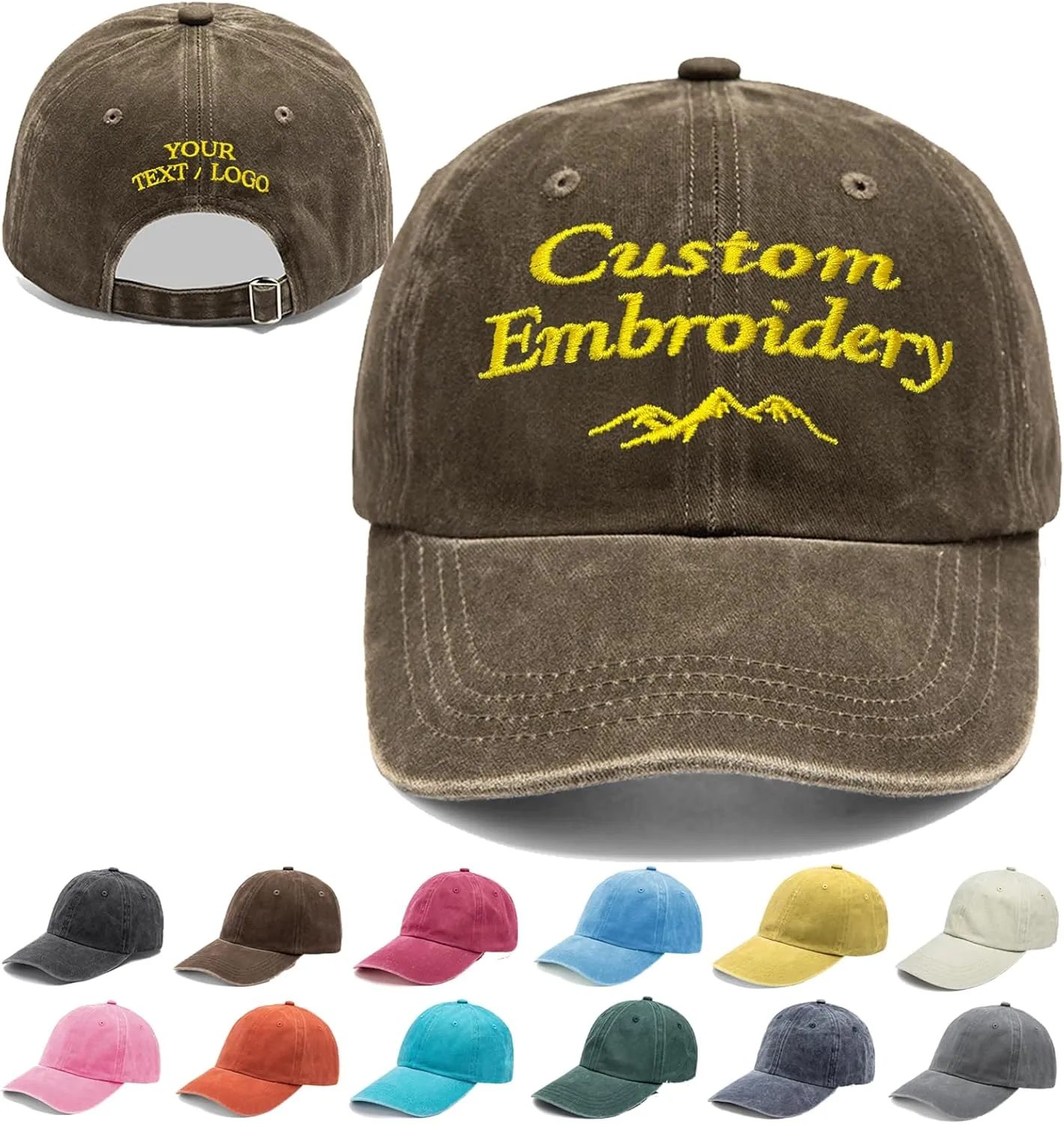 Custom Embroidered Hats, Personalized Embroidery Baseball Caps Add Your Logo Text Gift for Men Women