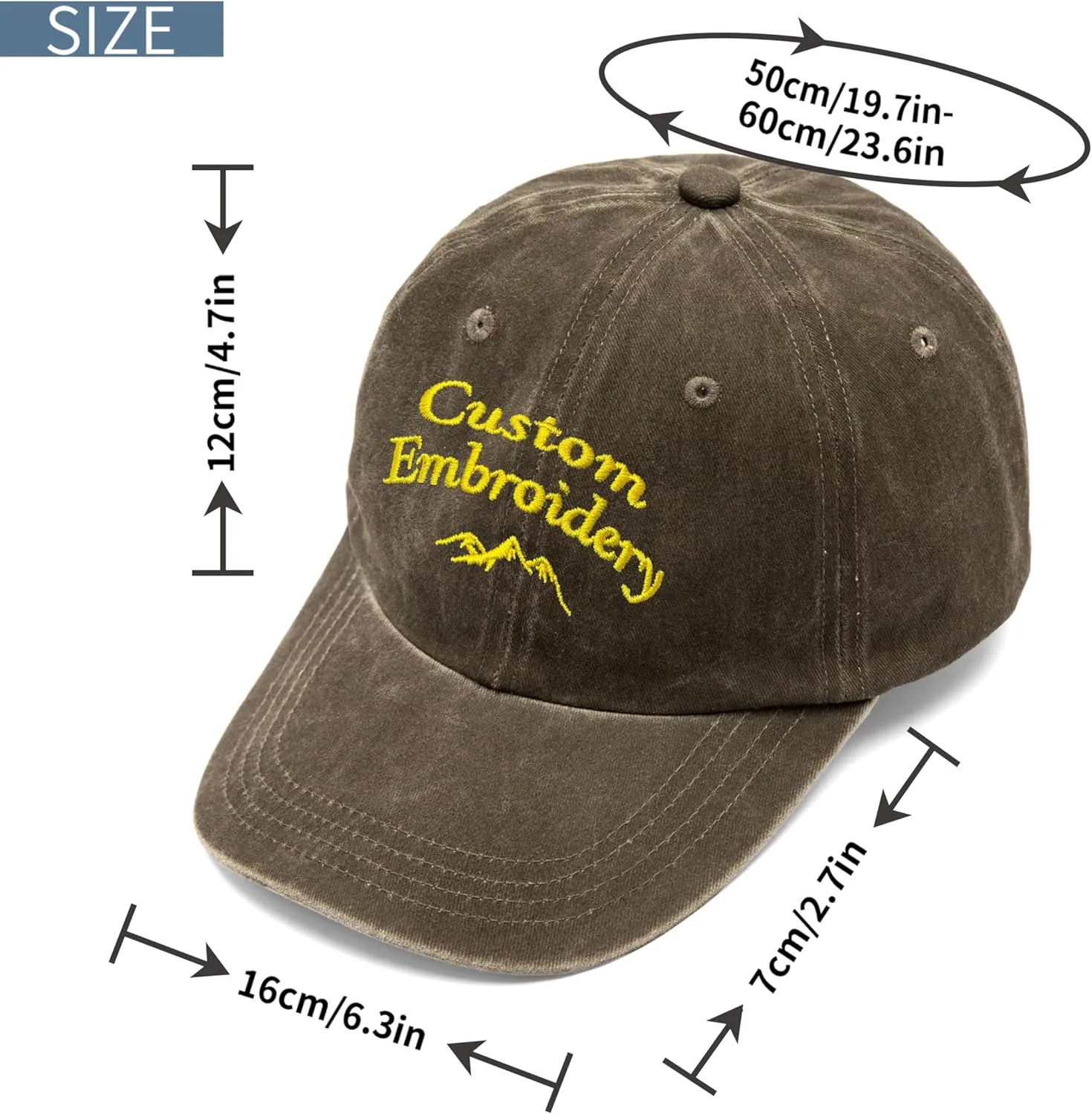 Custom Embroidered Hats, Personalized Embroidery Baseball Caps Add Your Logo Text Gift for Men Women