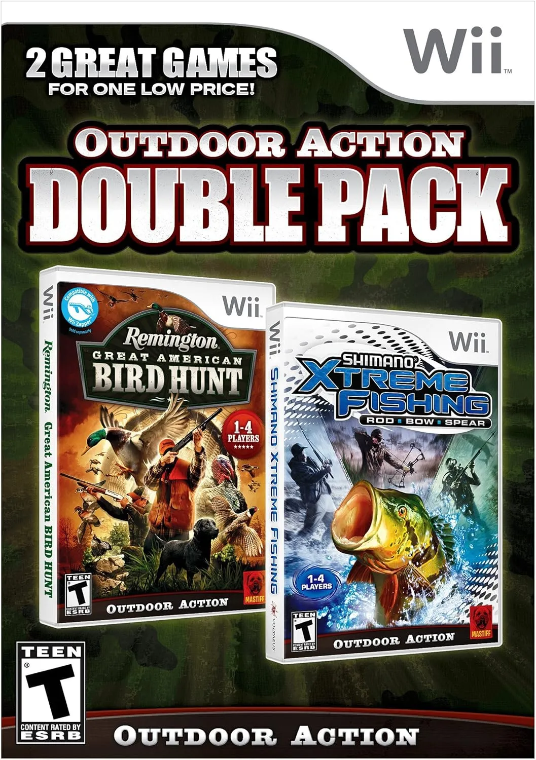 Outdoor Action Double Pack Wii Remington Bird Hunt Shimano Xtreme Fishing (Renewed)