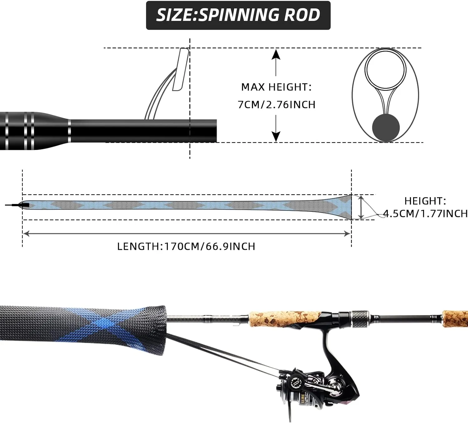 SF Fishing Rod Sock Fishing Rod Sleeve Rod Cover Braided Mesh Rod Protector Pole Gloves Fishing Tools for Spinning Fishing Rod,Casting Rod,Musky Rod, Ice Rod, Fly Rod, Spey Rod