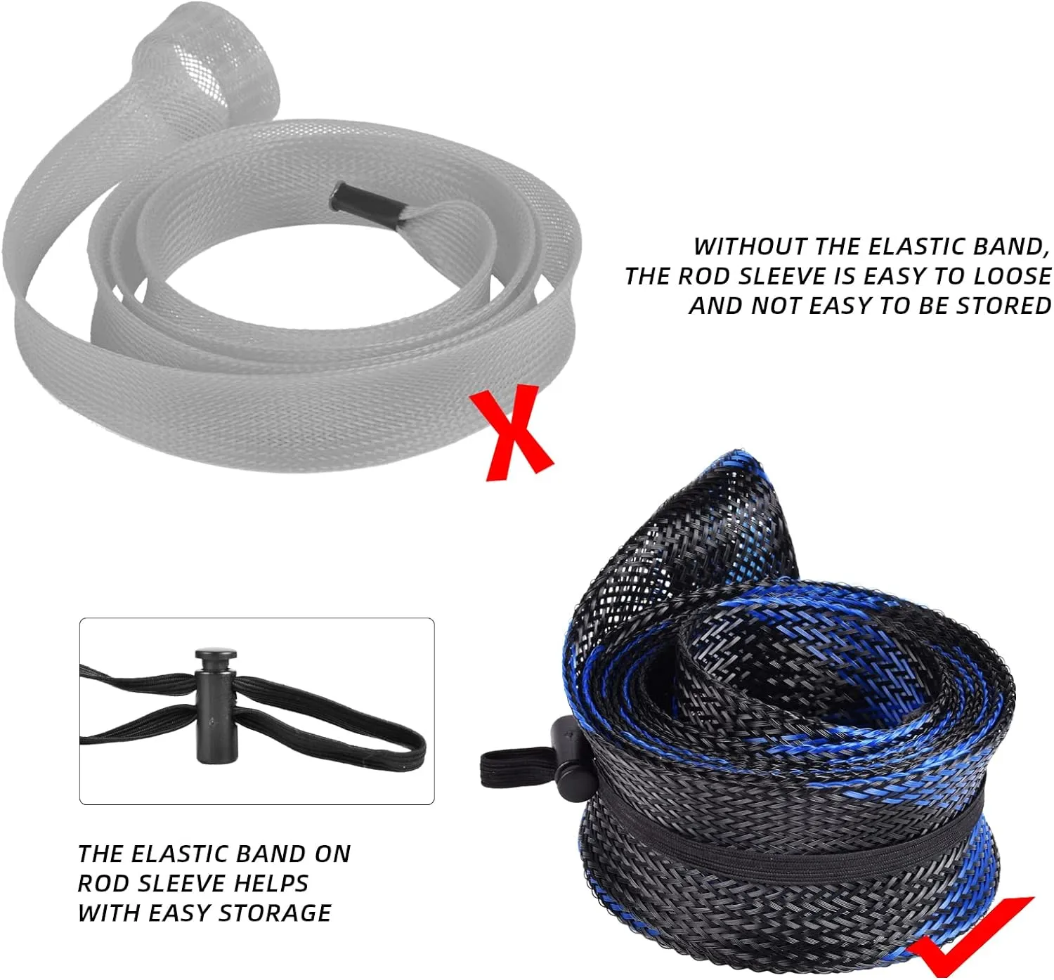 SF Fishing Rod Sock Fishing Rod Sleeve Rod Cover Braided Mesh Rod Protector Pole Gloves Fishing Tools for Spinning Fishing Rod,Casting Rod,Musky Rod, Ice Rod, Fly Rod, Spey Rod