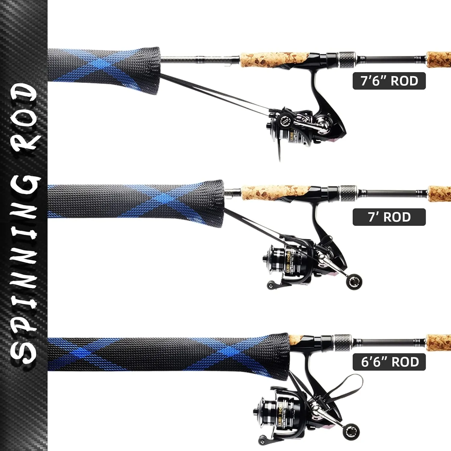 SF Fishing Rod Sock Fishing Rod Sleeve Rod Cover Braided Mesh Rod Protector Pole Gloves Fishing Tools for Spinning Fishing Rod,Casting Rod,Musky Rod, Ice Rod, Fly Rod, Spey Rod