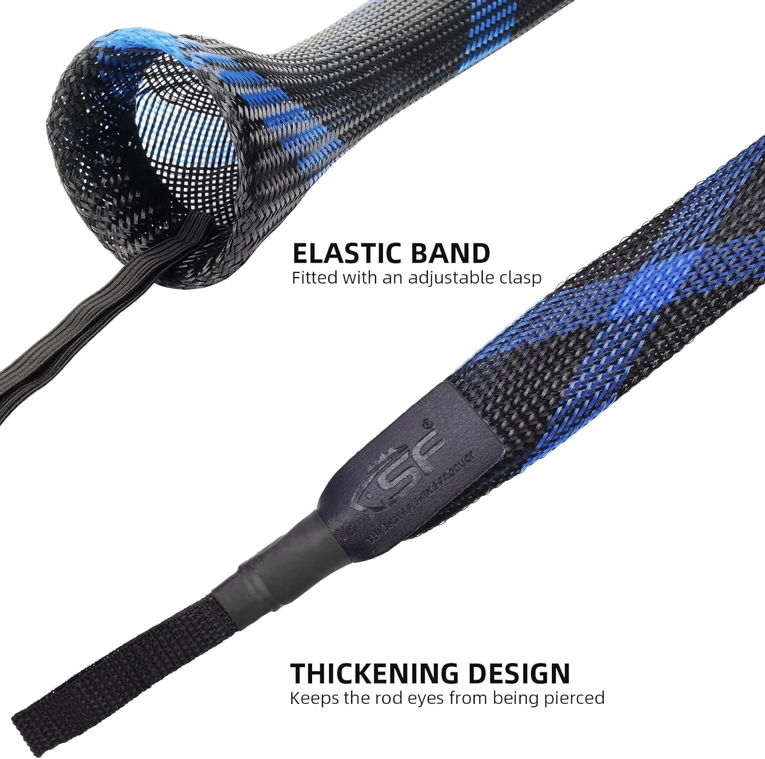SF Fishing Rod Sock Fishing Rod Sleeve Rod Cover Braided Mesh Rod Protector Pole Gloves Fishing Tools for Spinning Fishing Rod,Casting Rod,Musky Rod, Ice Rod, Fly Rod, Spey Rod