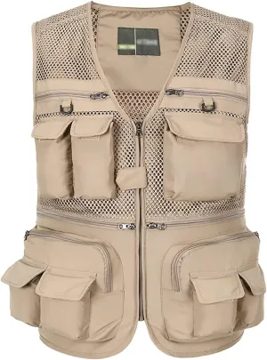 Spanye Mens Fishing Hunting Vest Outdoor Travel Utility Vest Tactical Work Jacket Multi Pocket