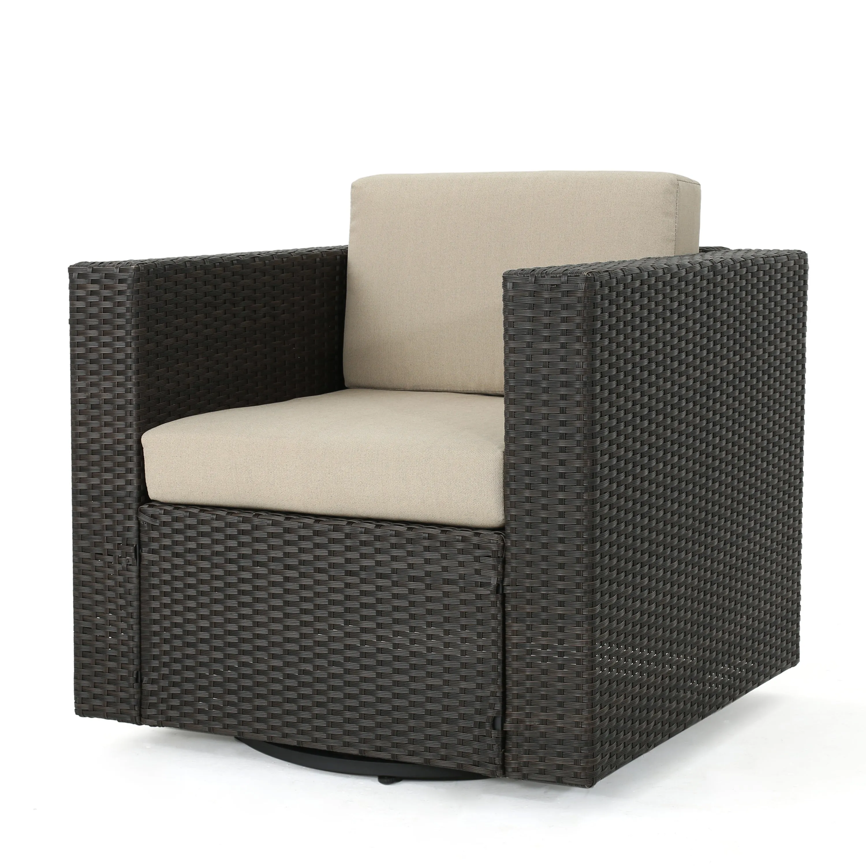 Venice Outdoor 5 Piece Chat Set with Dark Brown Chairs with Fire Pit